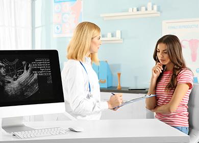 Girl at the gynecologist