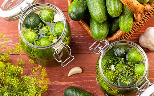 Pickles in jars