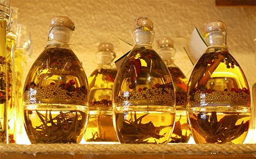 Olive oil on the shelves