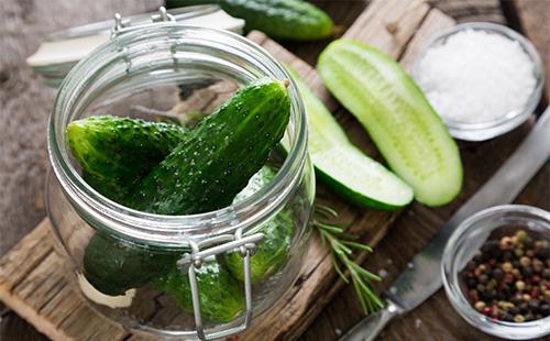Pickled cucumbers in a jar
