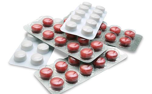 Red pills in a blister