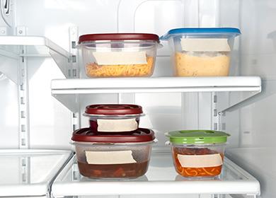 Food trays in the fridge