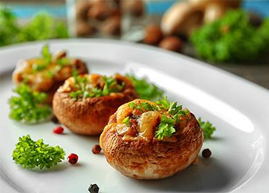 Stuffed mushrooms on a plate