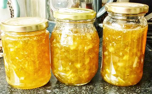 Cucumber jam in a jar