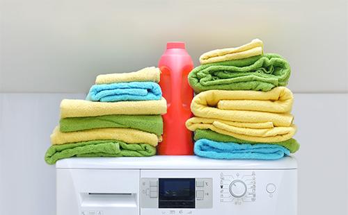 Towels and liquid powder on a typewriter