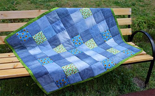 Bedspread from old jeans