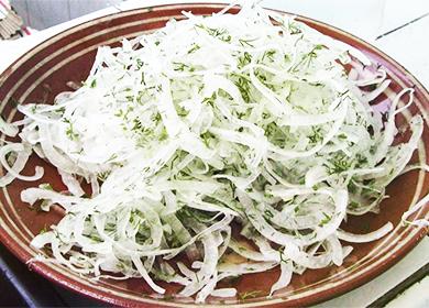 Pickled onions on board