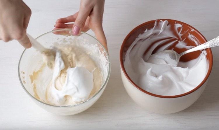 Next, we portion proteins into the dough.