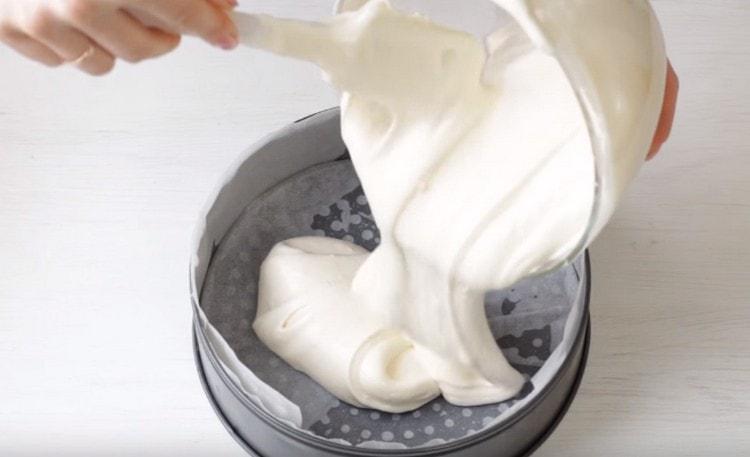 Pour the dough into a baking dish and send to the oven.