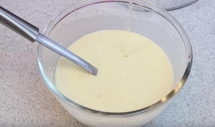 At the end, add vegetable oil to the dough and mix again.