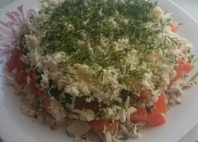 Cooking a delicious salad with boiled chicken according to a step-by-step recipe with a photo.