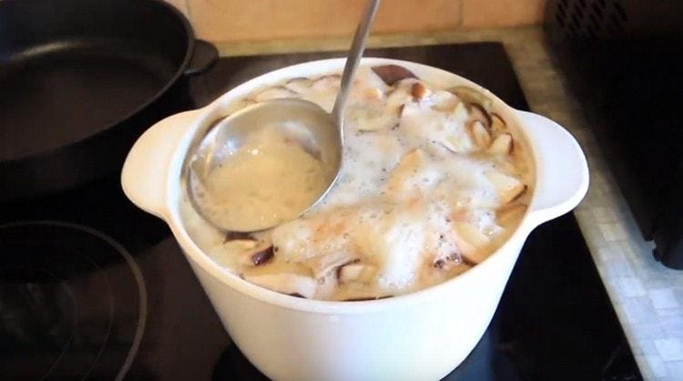 After boiling, carefully remove the foam from the broth.