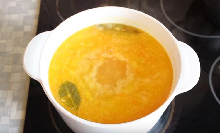 Add peppercorns and bay leaves.