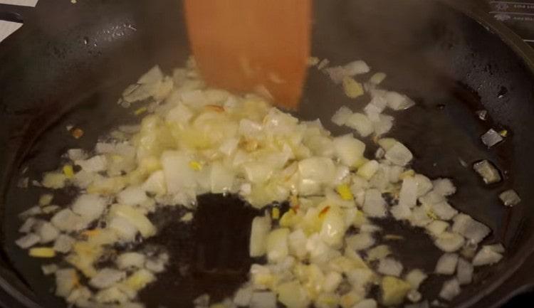Cooking onion-based frying.