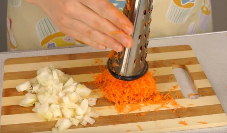 Grate the carrots.