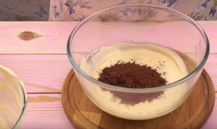 Add cocoa to one half of the dough.