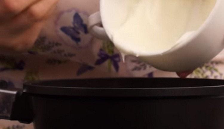 Add cocoa and sour cream.