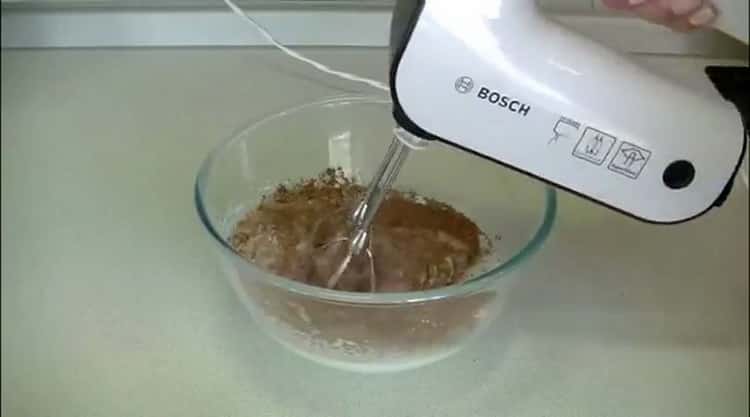 Whisk all the ingredients for making the cake