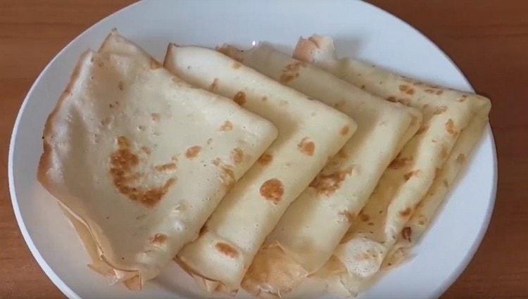 Here we have such wonderful pancakes with cheese filling.