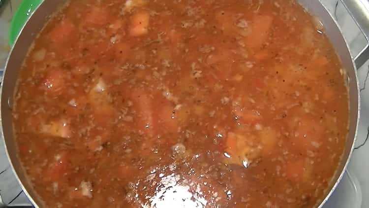 Delicious pork kharcho soup prepared according to a simple recipe is ready