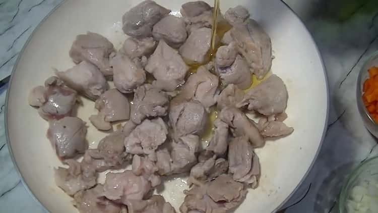 To make soup, chop the meat