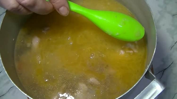 Add water to the pan and bring to a boil