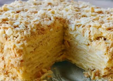 Step by step recipe Napoleon cake with custard with photo