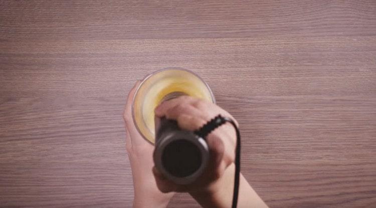 Beat the eggs with milk.