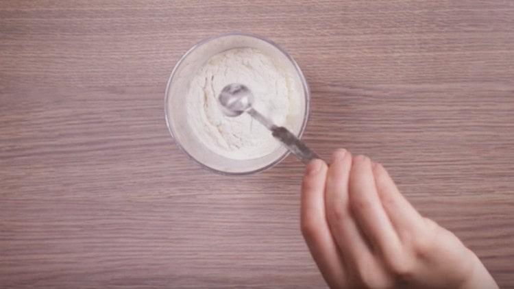 Add baking powder to the flour.