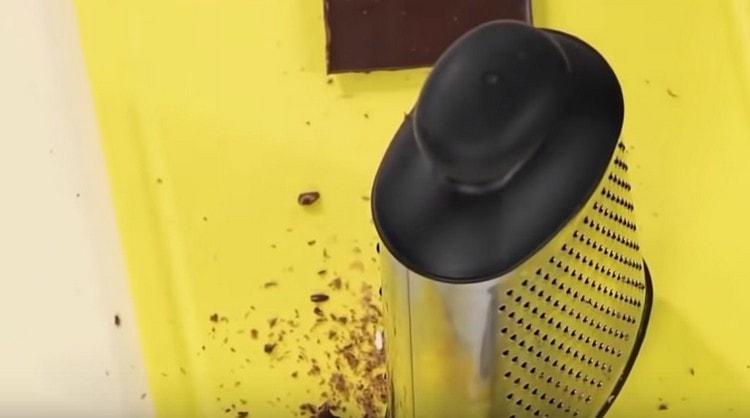 Rub chocolate on a coarse grater.