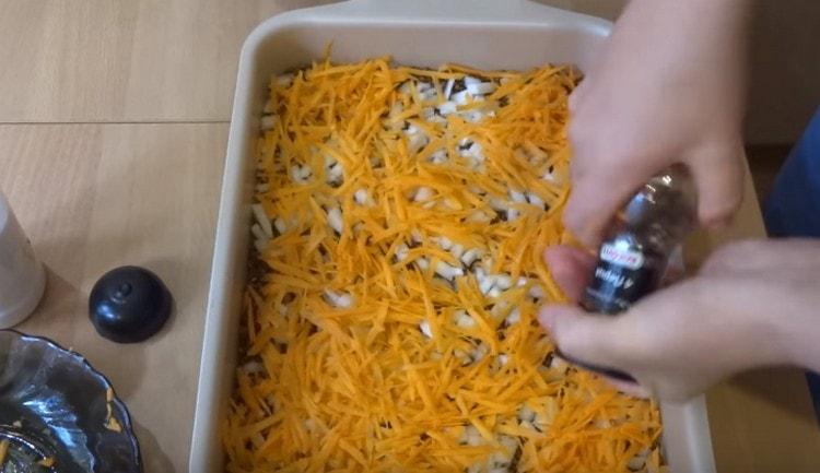 Salt and pepper the dish at this stage.