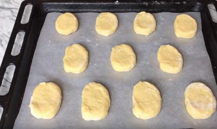 put the blanks on a baking sheet covered with parchment.