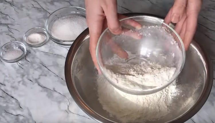 Put the sifted flour in a bowl.