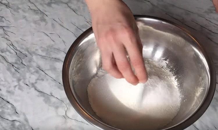 Add vanilla sugar and baking powder.