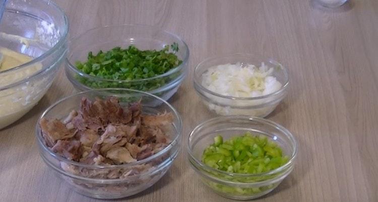 We also cut bell pepper into a small cube.