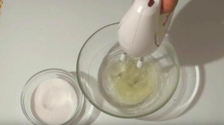 Beat the whites with a pinch of salt.