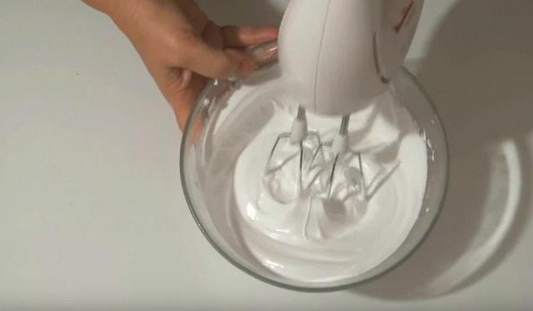 Beat the whites until soft peaks.