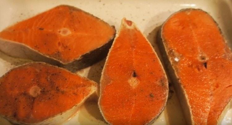 Wash the steaks, salt and pepper to taste.