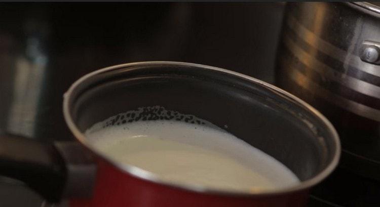 In a stewpan we heat, but do not boil milk.