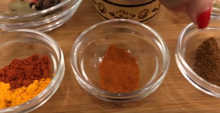 Prepare spices for marinating chicken.