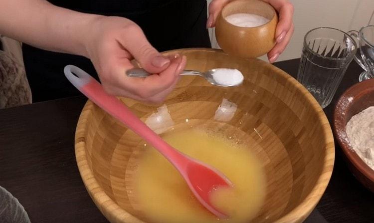 Add salt, mix again.