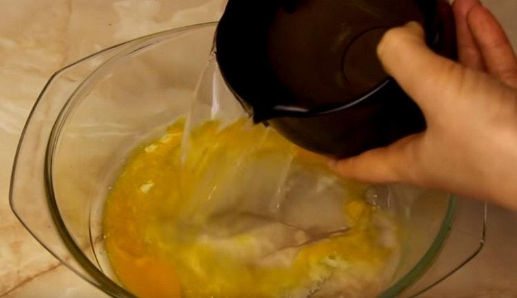 To prepare the dough, combine the water with the egg.
