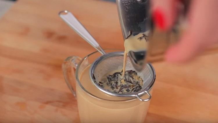 Before serving, it is better to strain the drink.