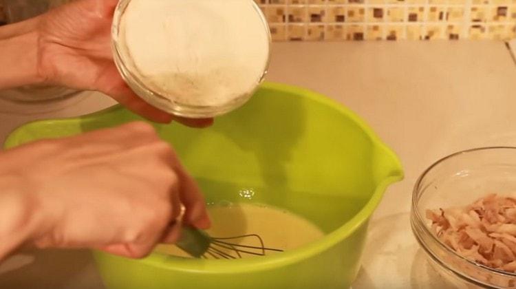 We prepare batter based on milk, flour, salt.