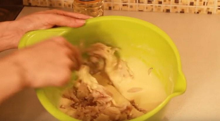 We put fish slices right in the batter.