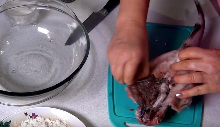 We clean and pollock carcass of pollock.