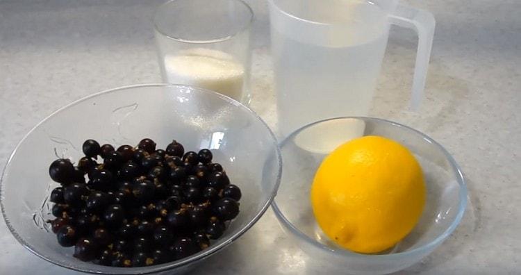 Defrost currants, wash lemon.