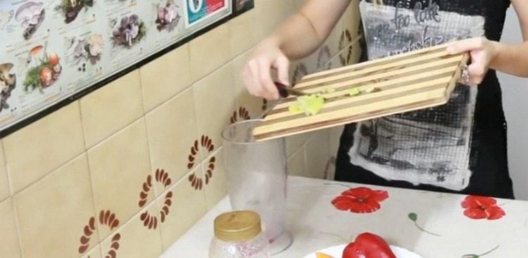 Add chopped celery to the pumpkin.