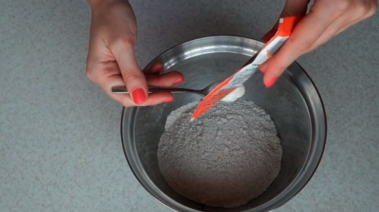 Mix the resulting oatmeal with baking powder.