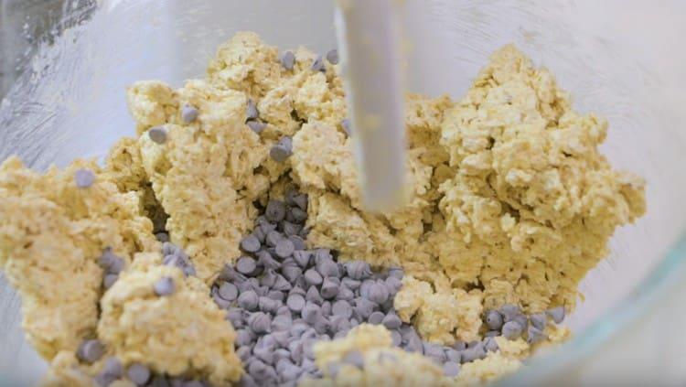 Add chocolate drops to the dough.